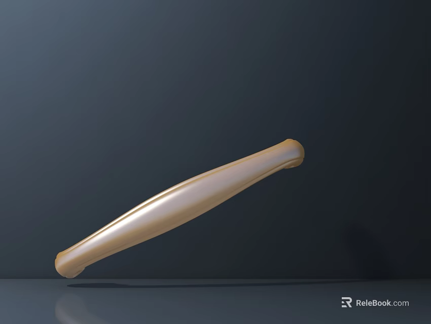 Golden Metallic Long Smooth Shiny Handle on Dark Background Reflective Surface 3d model 