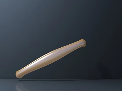 Golden Metallic Long Smooth Shiny Handle on Dark Background Reflective Surface 3d model