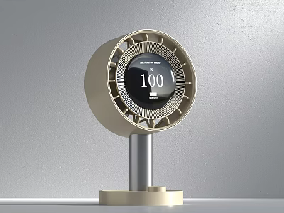 Modern Circular Air Conditioner Fan with Digital Display 100 and Metal Stand 3d model