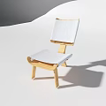 Ergonomic Wooden Leisure Chair With White Fabric Cushion And Minimalist Design Frame