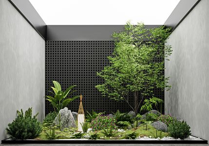 Modern courtyard sketch landscape sketch plant landscaping rockery stone indoor landscape plant pile ferns 3d model