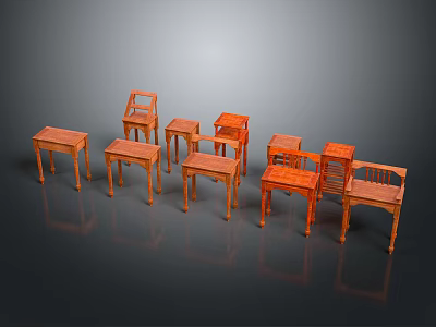 Solid Wood Leisure Chairs With Matching Side Tables Modern Wooden Furniture Set 3d model