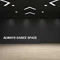Always Dance Space Fitness Studio With Wooden Floor Black Walls And Ceiling Lights