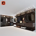 Modern Walk In Closet With Organized Storage Cabinets Hanging Clothes And Drawers