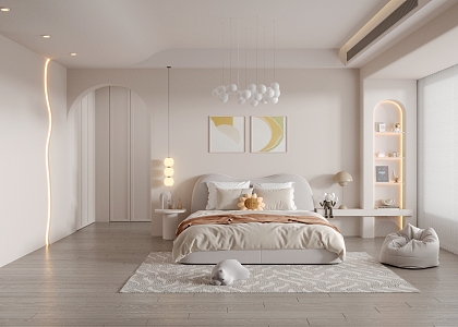 Silent Children's Room Cream Bedroom 3d model