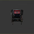 Old Fashioned Dark Colored Carriage With Red Interior And Spoked Wooden Wheels