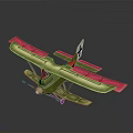 Green Fuselage Pink Wings Biplane Model Vintage Aviation Collectible for Space Lovers