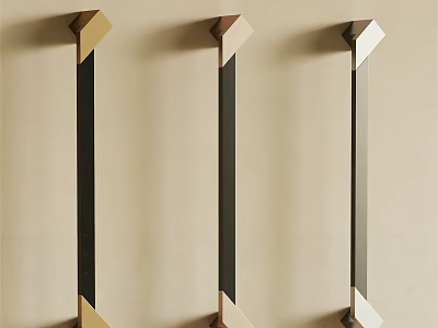 Stylish Modern Geometric Cabinet Handles With Metallic Finishes In Various Colors 3d model