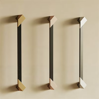 Stylish Modern Geometric Cabinet Handles With Metallic Finishes In Various Colors 3d model