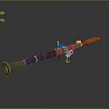 Military Rocket Launcher With Red Barrel Green Projectile And Metal Sight