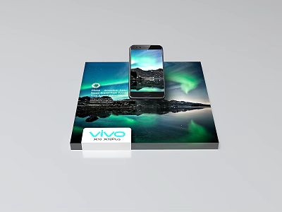 Vivo Latest Smartphone Display With Aurora Image On Modern Presentation Showcase 3d model