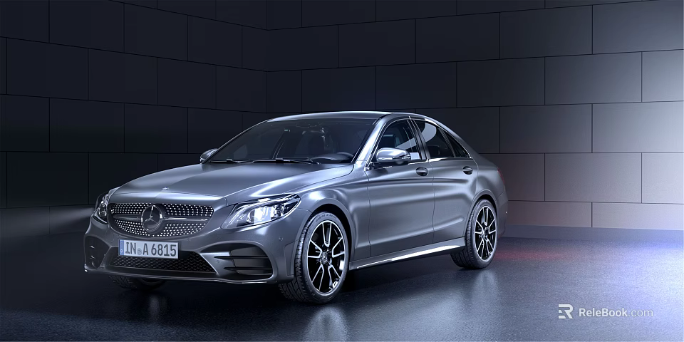 Silver Mercedes Benz Sedan In Modern Indoor Showroom With Sleek Design 3d model 