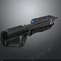 Sci-Fi Weapon Gun With Silver And Black Metallic Finish And Blue Glowing Component 3d model