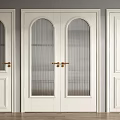 White Double Doors With Arched Glass Panels And Brass Door Handles Interior Design