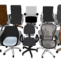 Multiple Style Office Chairs with Leather Mesh and Adjustable Features in Various Colors 3d model