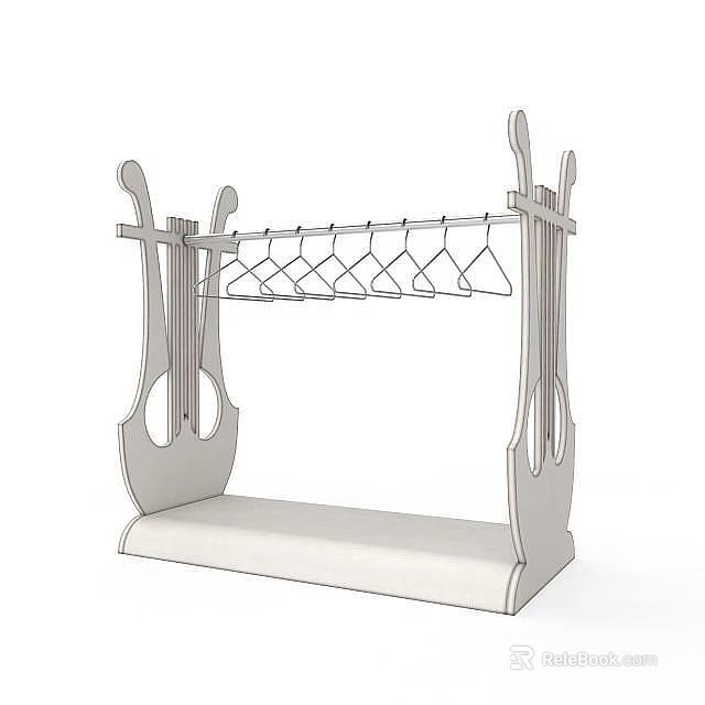 Sturdy Modern Clothing Rack With Multiple Hooks And Bottom Storage Shelf 3d model 