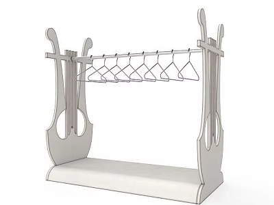 Sturdy Modern Clothing Rack With Multiple Hooks And Bottom Storage Shelf 3d model