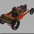Red Custom Car With Gold Accents Black Tires And Exposed Mechanical Parts