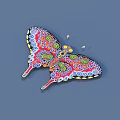 Colorful Butterfly With Vibrant Red Pink And Green Intricate Wing Patterns