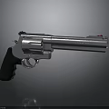 Silver Revolver With Black Grip And Shiny Metallic Finish Design