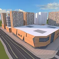 Modern Geometric Residential Buildings Architectural Exterior Design With Surrounding Roads And Green Spaces