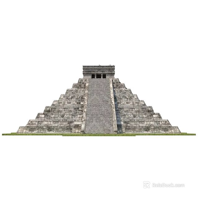 Cartoon Scene Of Ancient Pyramid With Stone Steps Leading To Top Temple 3d model 