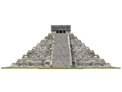 Cartoon Scene Of Ancient Pyramid With Stone Steps Leading To Top Temple 3d model
