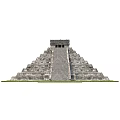 Cartoon Scene Of Ancient Pyramid With Stone Steps Leading To Top Temple