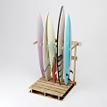Sturdy Wooden Surfboard Storage Rack Organizing Multiple Colorful Surfboards Efficiently At Home