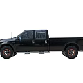 Ford Black Pickup Truck With Double Cab Off Road Tires And Side Steps
