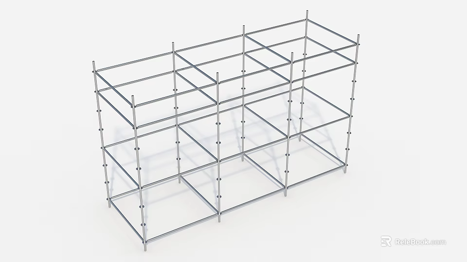 Multi Layer Metal Frame Structure With Grid Like Design And Vertical Horizontal Bars 3d model 