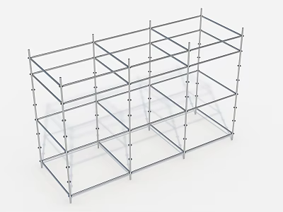 Multi Layer Metal Frame Structure With Grid Like Design And Vertical Horizontal Bars 3d model