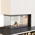 Modern Fireplace Design With Glass Front And Built In Wood Storage