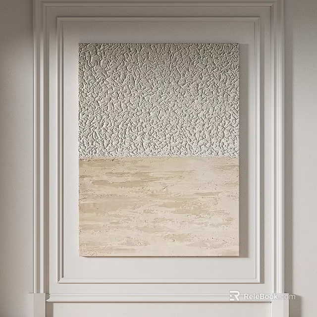Textured Wall Art on White Background with Light Top and Beige Lower Sections 3d model