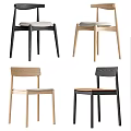 Modern Minimalist Dining Chairs With Wooden Frame And Upholstered Seats In Different Colors