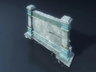 Traditional Building Exterior Wall With Stone Texture Decorative Patterns And Ornate Columns 3d model