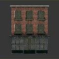 Red Brick Building With Multiple Floors And Ground Floor Glass Storefront Windows