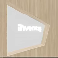Wooden Background Wall with Vertical Stripes and Triangular Illuminated Section Featuring iInvents Logo 3d model