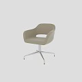 Modern Minimalist Office Chair With Light Gray Beige Upholstery Metal Base Five Caster Wheels