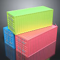 Colorful Stacked Shipping Containers With Green Blue And Pink Hues