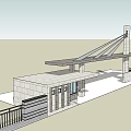 Modern Entrance Gate Design With Sleek Canopy Stone Columns And Green Lawn