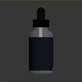 Transparent Glass Dropper Bottle With Black Cap And Dark Label Design