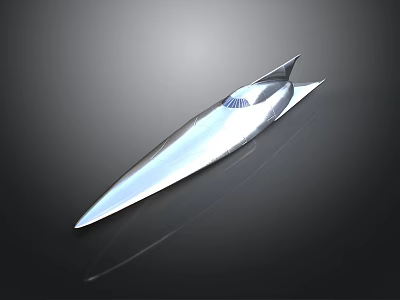Futuristic Silver Streamlined Concept Vehicle Design With Shiny Aerodynamic Cockpit Structure 3d model