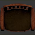 Single Wooden Armchair With Vertical Slats Back Leather Seat And Swivel Wheels