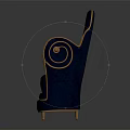 Modern Navy Blue Single Seater Sofa With Silver Metal Trim And Elegant Upholstered Design