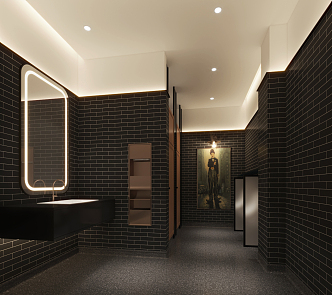 Modern toilet cinema male bathroom 3d model