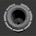 Industrial Metallic Cylindrical Equipment Featuring Hexagonal Structure And Grated Interior