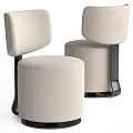 Modern Leisure Chair With Beige Fabric Upholstery And Black Metal Legs