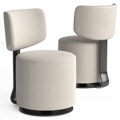 Modern Leisure Chair With Beige Fabric Upholstery And Black Metal Legs 3d model
