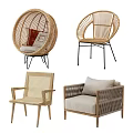 Leisure Chairs Rattan And Wooden Frame Modern Design Comfortable Cushions Various Styles